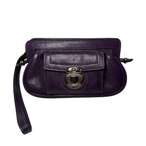 Marc Jacobs Vintage Y2K Amethyst Purple Leather Elise Wallet with Wrist Strap